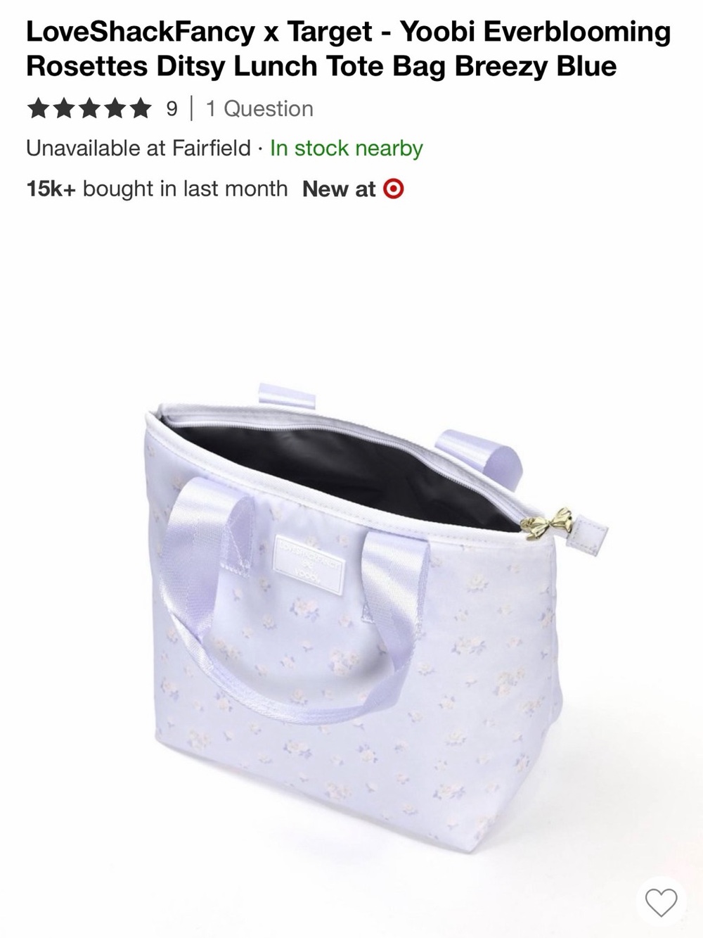 LoveShackFancy Yoobi Everblooming Rosettes Ditsy Lunch Tote Bag - Breezy Blue